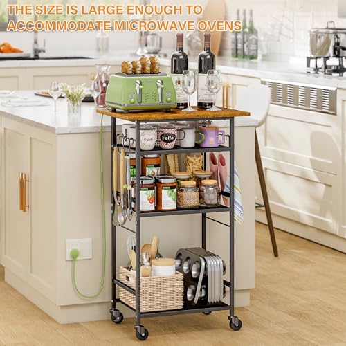 3 Tier Rolling Kitchen Microwave Cart with Adjustable Shelf J726