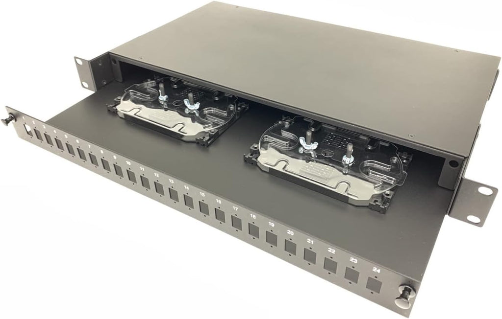 1U 19 24 Port SC Simplex/LC Duplex Fiber Optic Rack Mount Patch Panel Aluminum Alloy Pack of 2 T88893