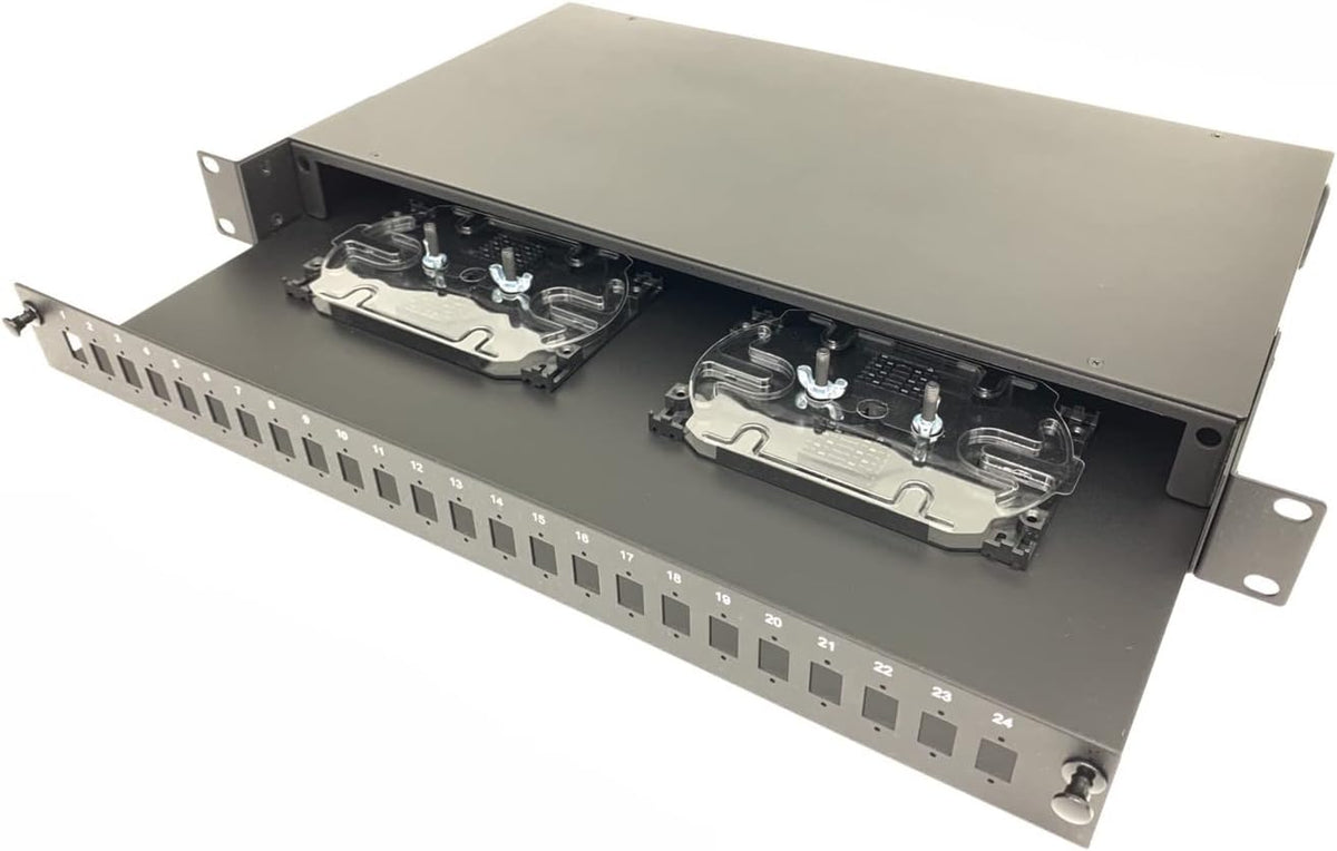 1U 19 24 Port SC Simplex/LC Duplex Fiber Optic Rack Mount Patch Panel Aluminum Alloy Pack of 2 T88893
