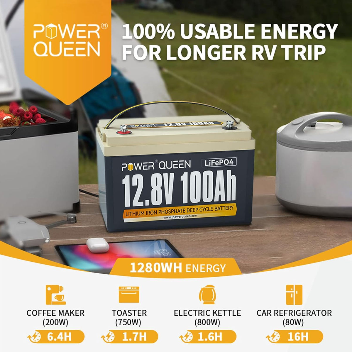 12.8V 100Ah LiFePO4 Battery with 100A BMS E94945