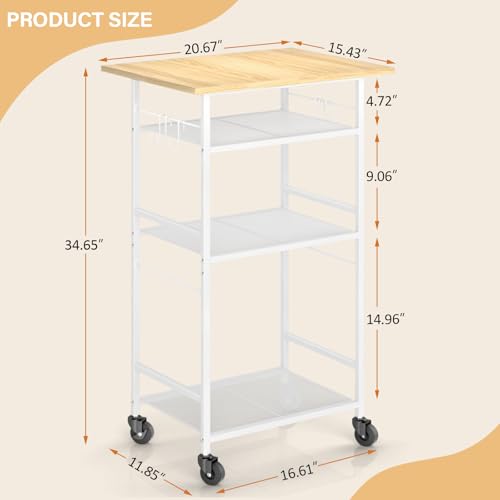 3 Tier Rolling Kitchen Microwave Cart with Adjustable Shelf J726