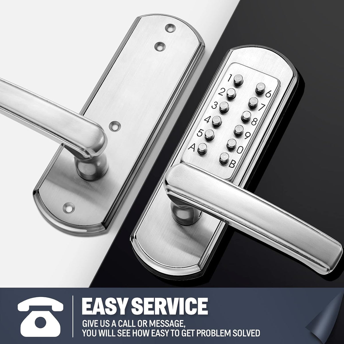 Keypad Door Lock with Handle Stainless Steel I35725