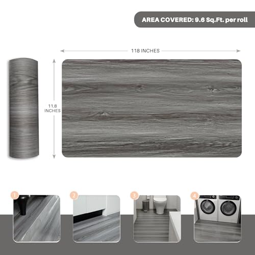 Grey Wood Grain Peel and Stick Vinyl Flooring S37589