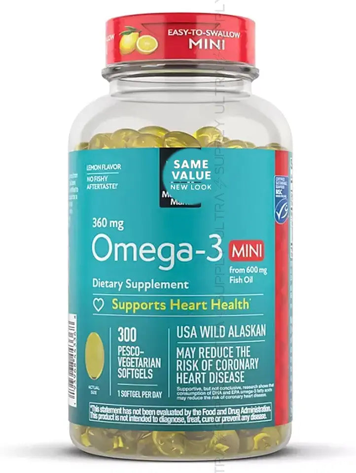 Omega-3 Mini Softgels 300 Count 360 mg DHA EPA Fish Oil F998