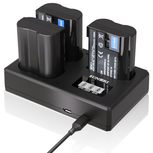 3 Pack EN-EL15C Batteries and Three-Slot Charger Set 2280mAh F252727
