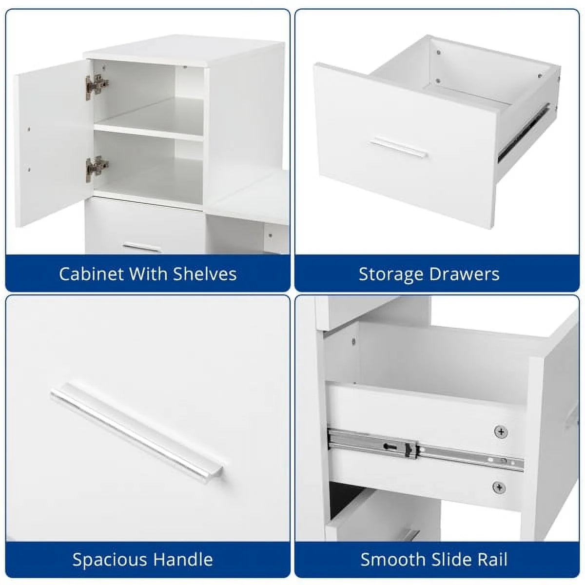 White Office Desk with 3 Storage Drawers E951