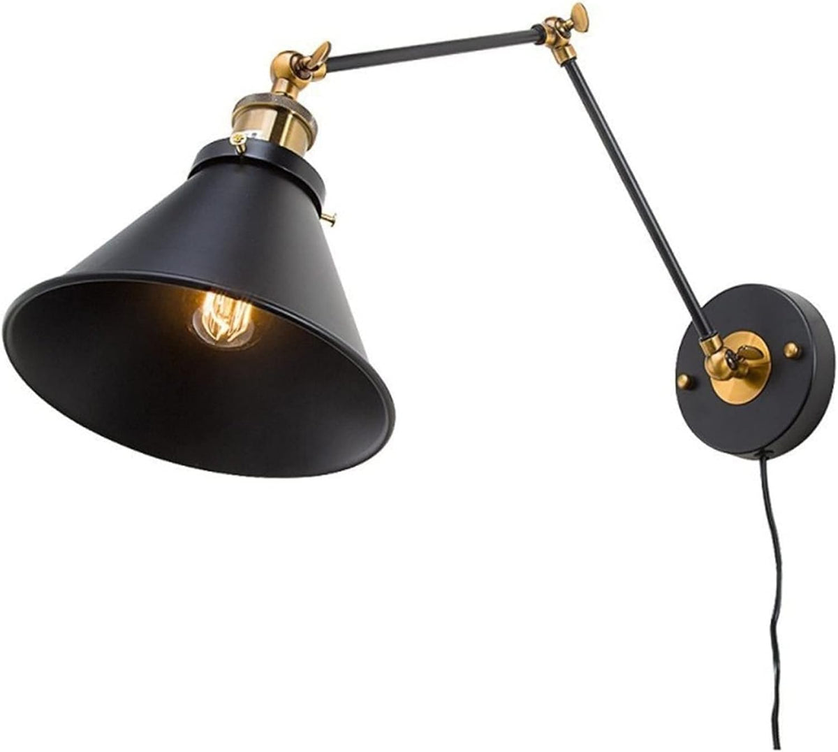 Vintage Industrial Wall Lamp Swing Long Arm Adjustable Wall Sconce Light with Plug E27 N670