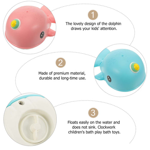 2 Pcs Whale Toy Baby Tub Wind up Bathtub Clockwork Childrens U7244