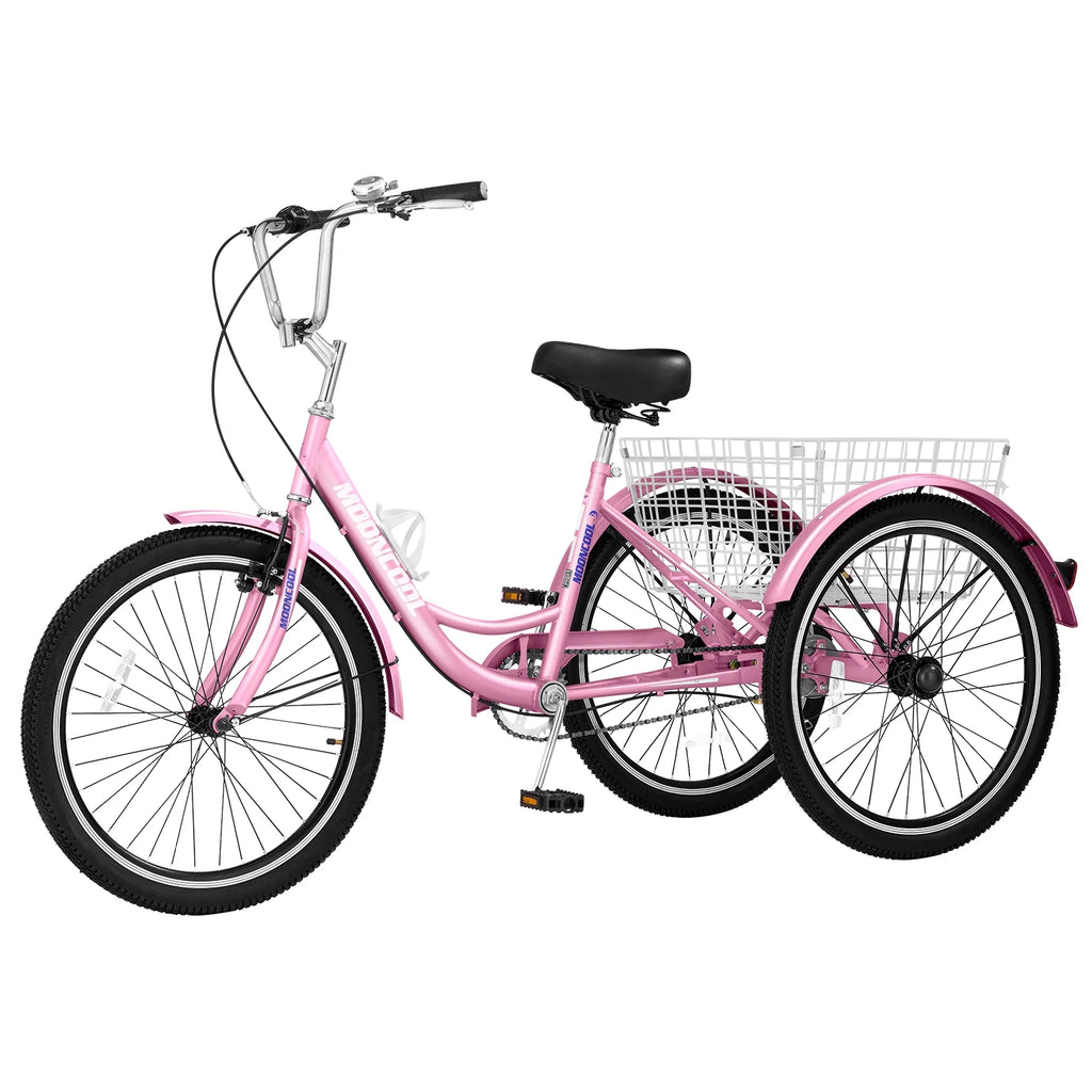 24 inch 3 Wheel Single Speed Adult Tricycle with Shopping Basket E347