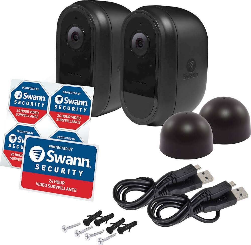 Indoor/Outdoor 1080p Wi-Fi Wire-Free Surveillance Camera 2-Pack Black Y156563