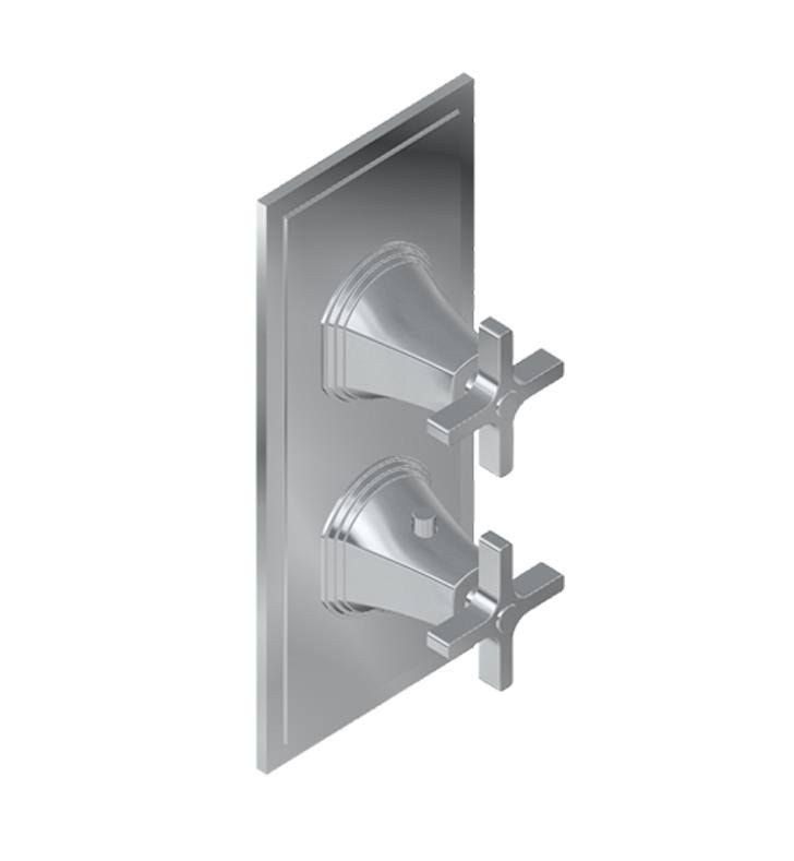 Polished Chrome Thermostatic Valve Trim Plate with Cross Handle F98806