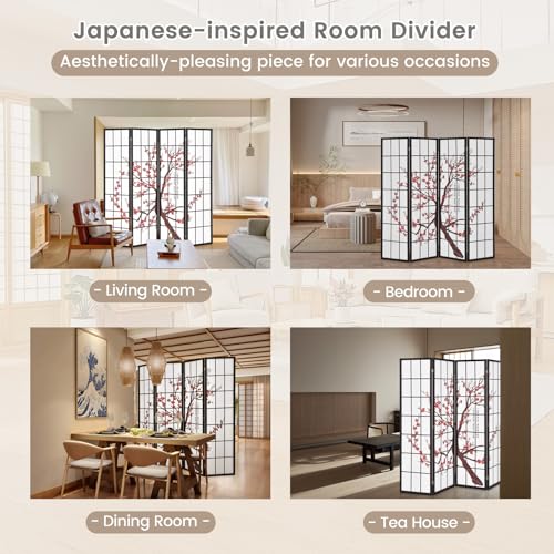 4 Panel 6FT Folding Privacy Screen, White B53373