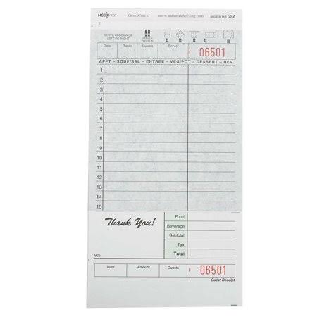 2 Part Green 15 Line Guest Check Board I597