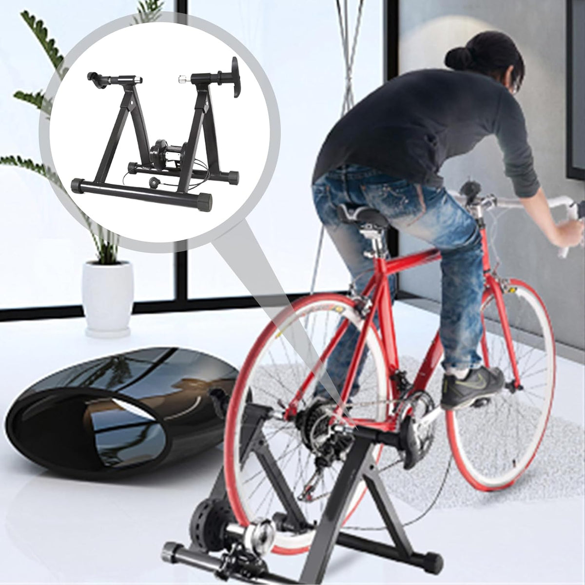 Black Magnetic Folding Bike Trainer Stand G778200