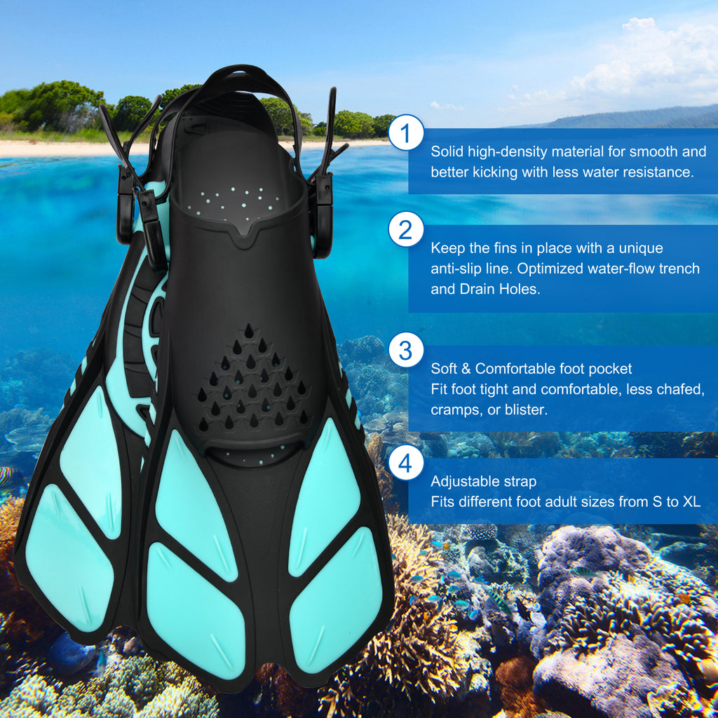 5 in 1 Snorkeling Gear Set with Tempered Glass and Travel Bag J58716