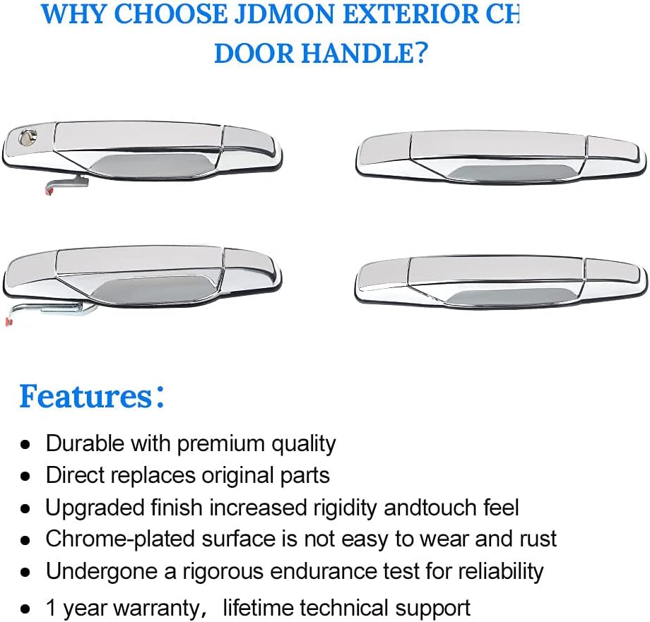 Exterior Chrome Door Handle 4Pcs Front & Rear Driver & Passenger Side P76917