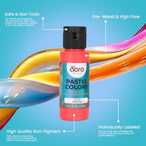 30 Vibrant Colors Acrylic Pouring Paint Set, 2 Ounces Per Bottle H563245