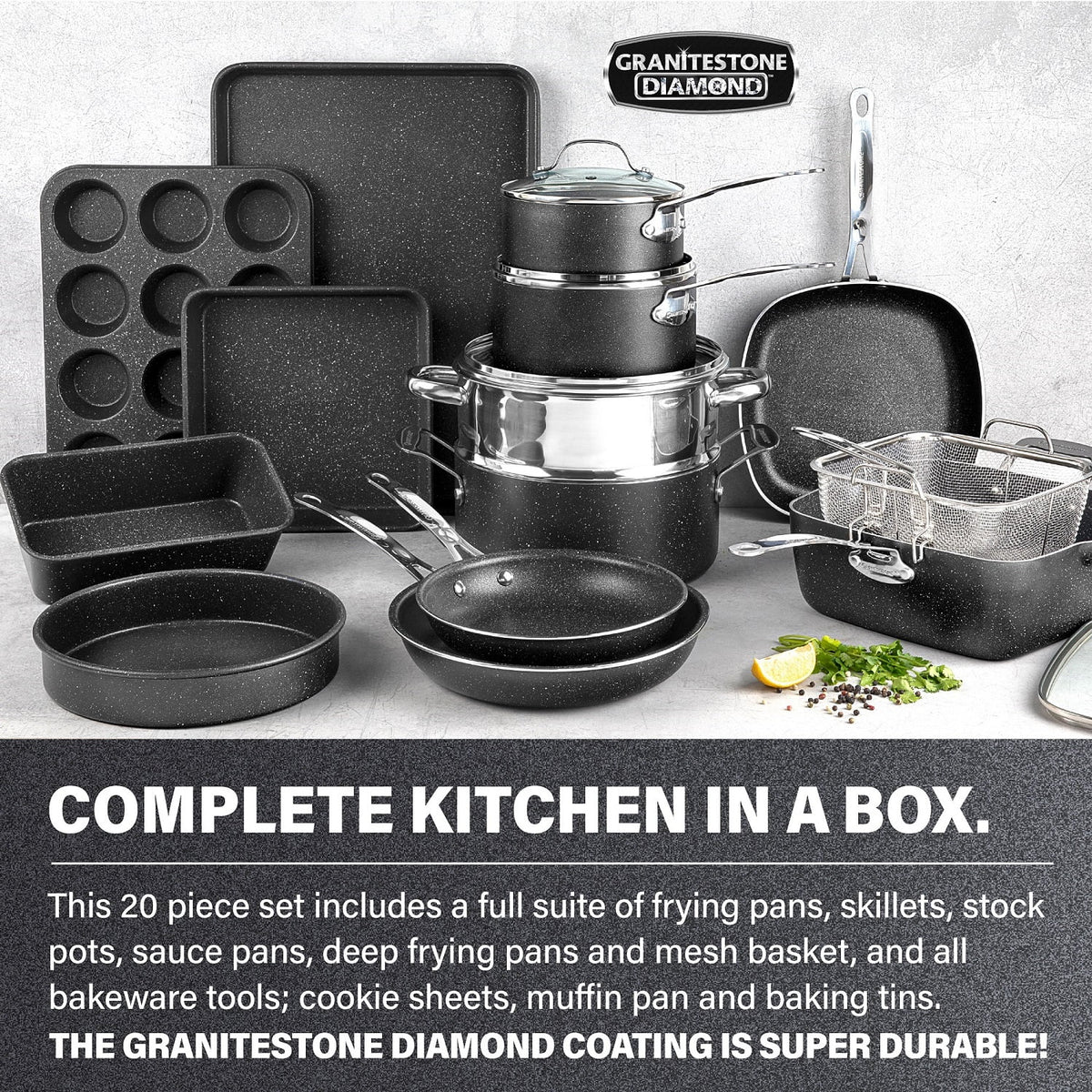 20 Piece Nonstick Cookware and Bakeware Set D16752