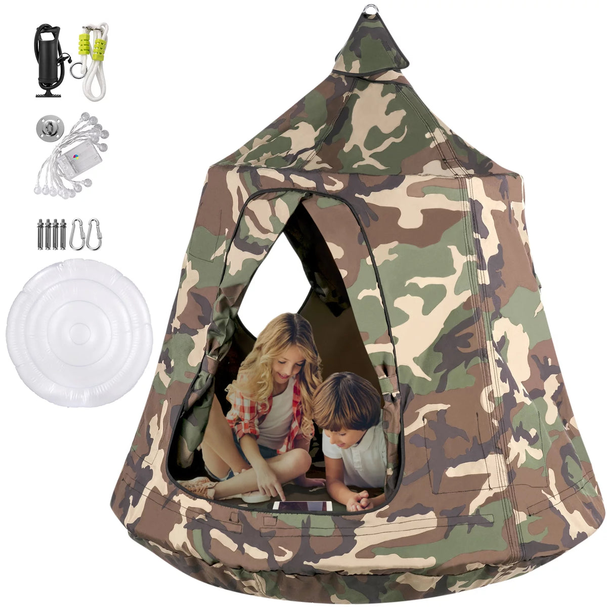 Hanging Tree Tent with LED Rainbow Decoration Lights Inflatable Cushion A21842