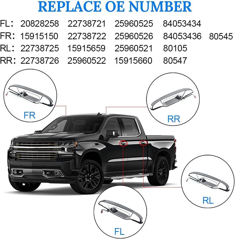 Exterior Chrome Door Handle 4Pcs Front & Rear Driver & Passenger Side P76917