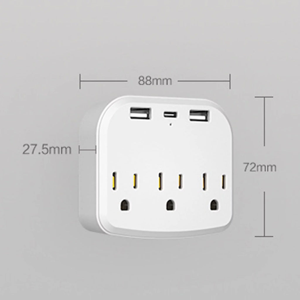 International Power Plug with 3 US Outlets and 2 USB L422