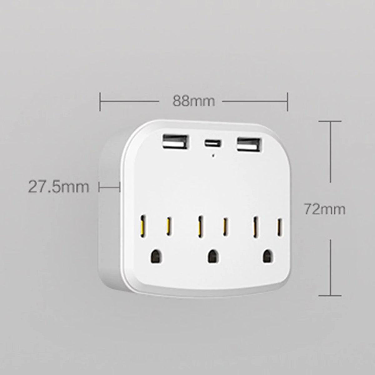 International Power Plug with 3 US Outlets and 2 USB L422