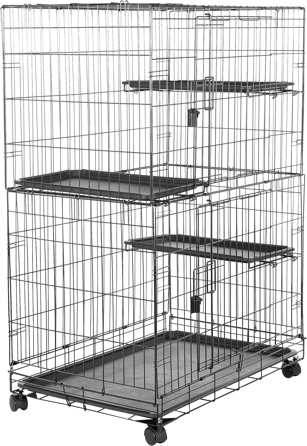 Large 3-Tier Cat Cage Playpen Crate Kennel, Black Y93020