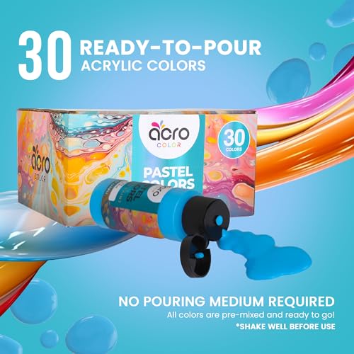 30 Vibrant Colors Acrylic Pouring Paint Set, 2 Ounces Per Bottle H563245