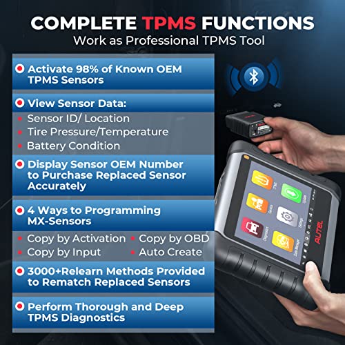 Autel MaxiCOM MK808S-TS Scanner, 2024 Complete TPMS Check/Activate/Relearn Tool, Same as MX808S-TS MK808Z-TS, 28+Service, BT Full System Scan,Bidirectional, FCA AutoAuth,Upgrade of MK808BT PRO MK808S T1028