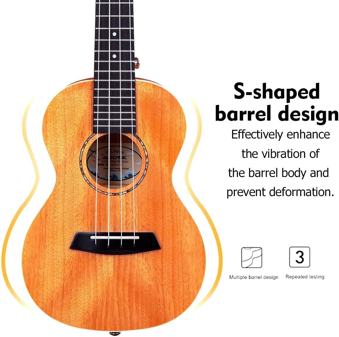 Mahogany 23 Inch Concert Ukulele with Folding Guitar Stand Q320