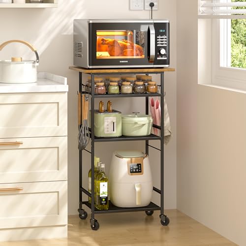 3 Tier Rolling Kitchen Microwave Cart with Adjustable Shelf J726