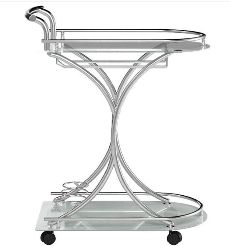 Chrome and White Serving Cart with 2 Frosted Glass Shelves W5427