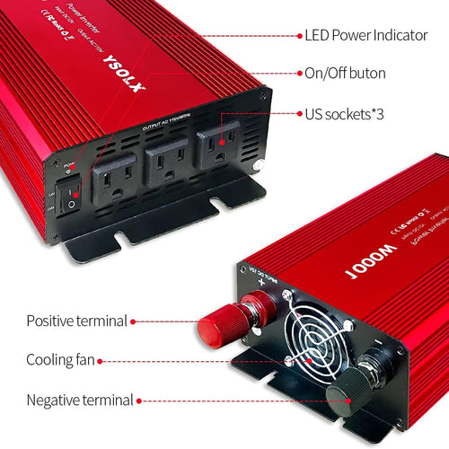 1000W Modified Sine Wave Power Inverter with 3 AC Outlets C9993