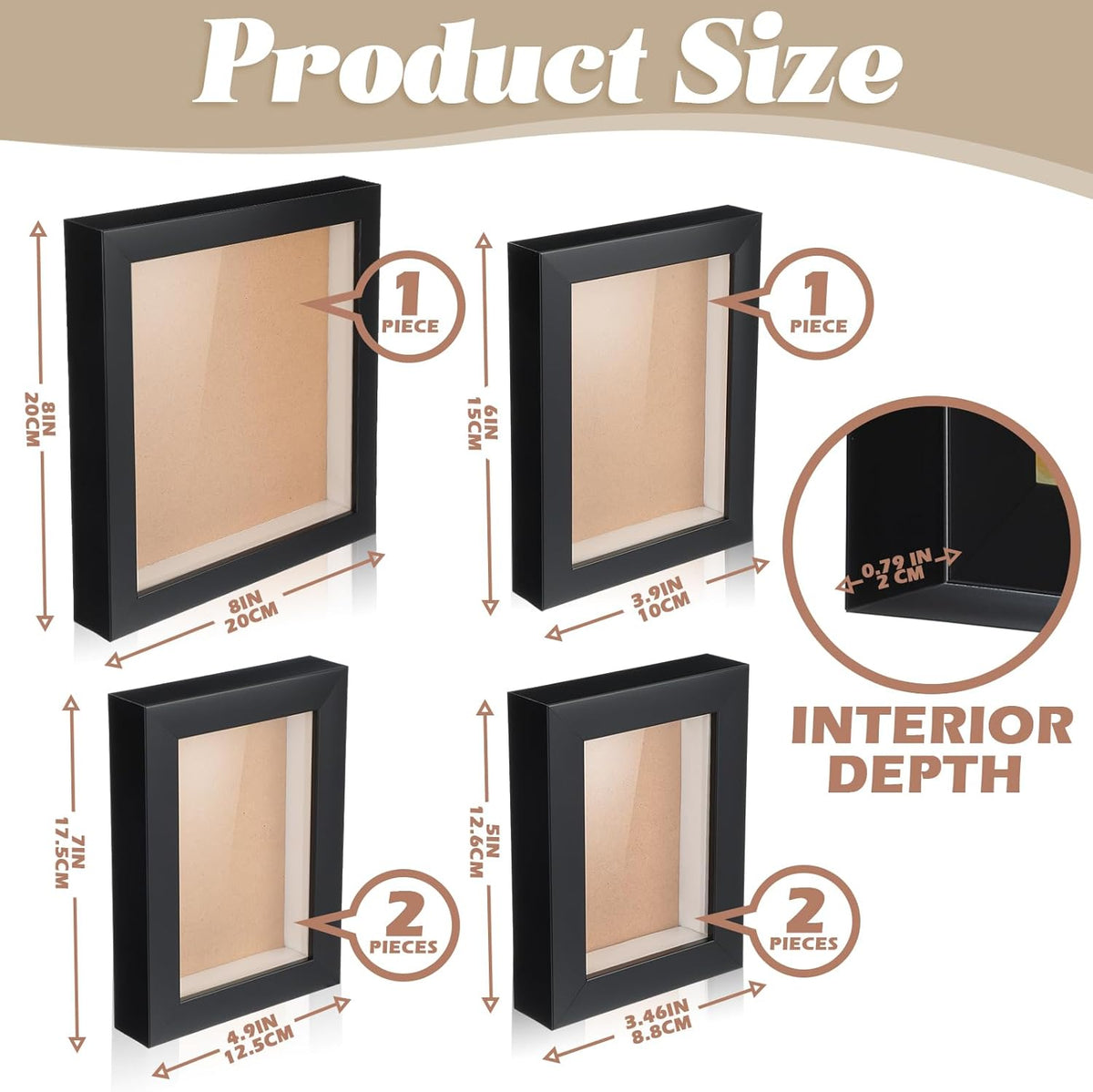 6 Pcs Black Wood Shadow Box Frame Set G54827