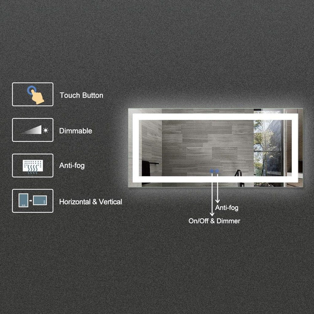 Horizontal Dimmable LED Bathroom Mirror with Anti-Fog and Bluetooth L4978