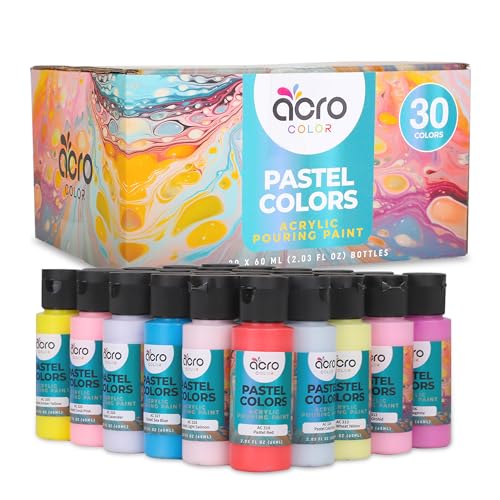 30 Vibrant Colors Acrylic Pouring Paint Set, 2 Ounces Per Bottle H563245