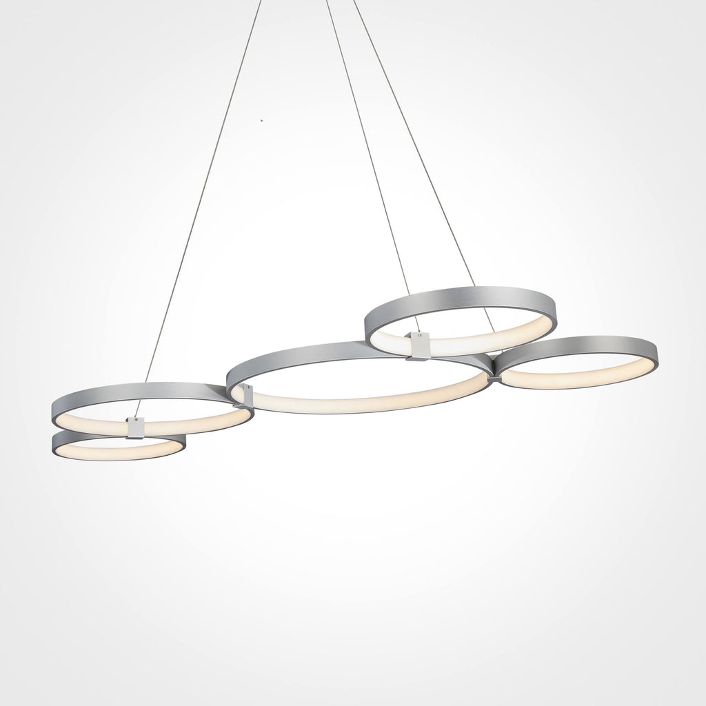 Silver 55x22 LED Adjustable Multi-Ring Chandelier V64012