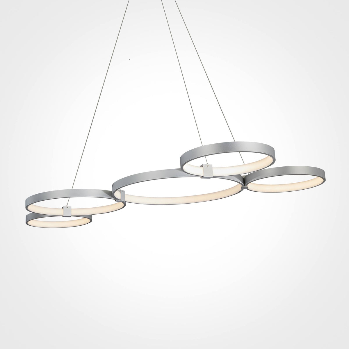 Silver 55x22 LED Adjustable Multi-Ring Chandelier V64012
