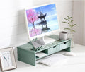Bamboo Wood Monitor Stand with 2-Tier Drawers Z1057