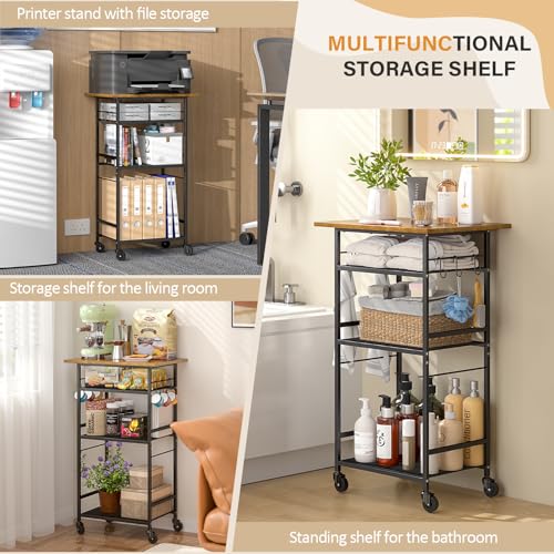3 Tier Rolling Kitchen Microwave Cart with Adjustable Shelf J726