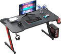 44 Inch Carbon Black Gaming Desk with Cup Holder & Headphone Hook P6104