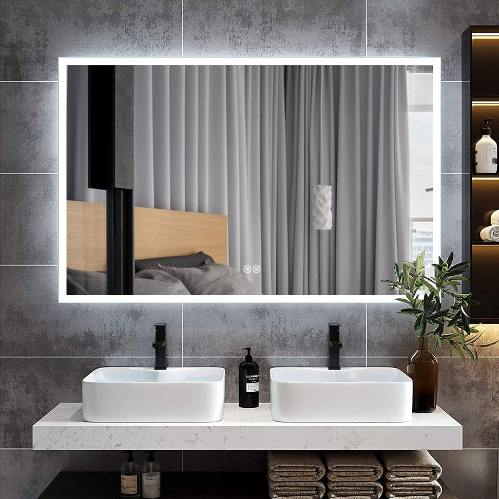 Horizontal Dimmable LED Bathroom Mirror with Anti-Fog and Bluetooth L4978