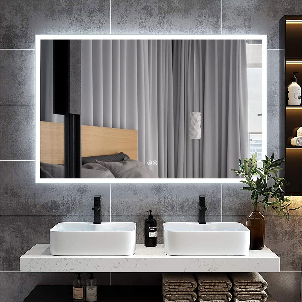 Horizontal Dimmable LED Bathroom Mirror with Anti-Fog and Bluetooth L4978