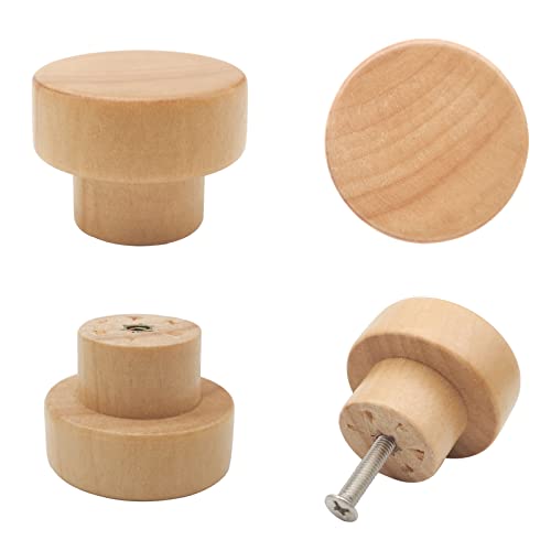 16PCS Unfinished Wood Dresser Knobs, Mushroom Wooden Cabinet Knobs, Round Wood Drawer Knobs Pulls Handle (Diameter: 1.3", Height: 1") E35199