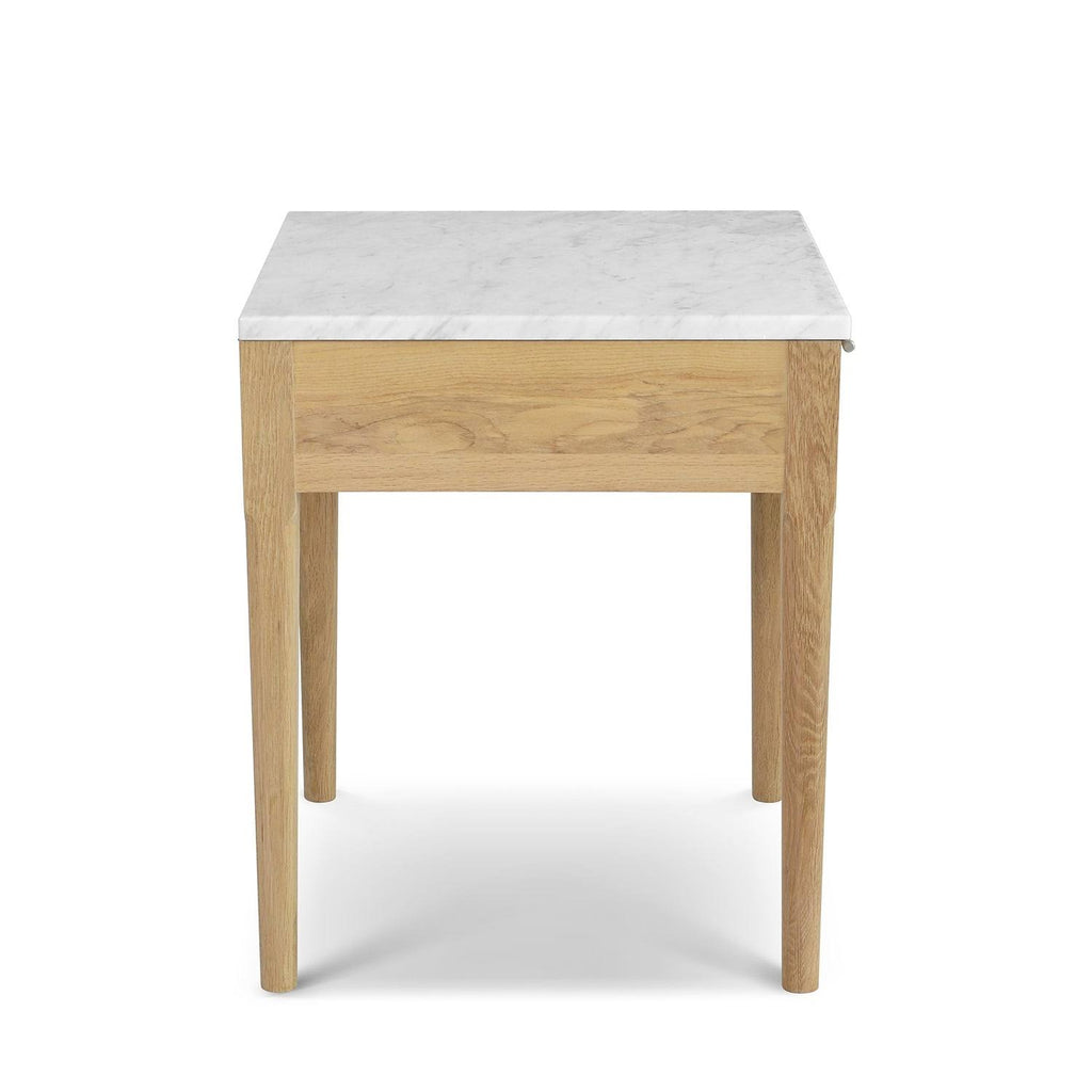 Square Italian Carrara White Marble Side Table with Legs - Tan K2163