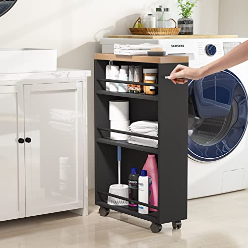 Slim 4-Tier Rolling Storage Cart with Handle A71256