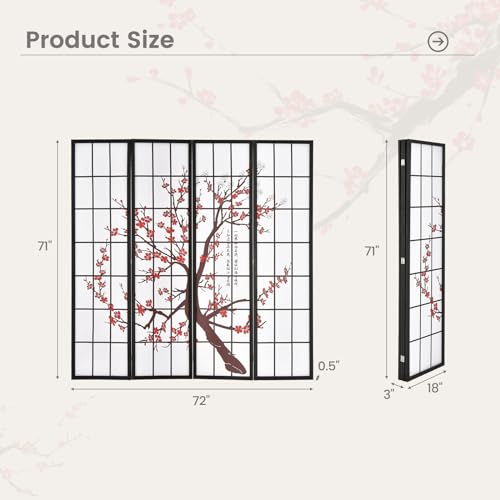 4 Panel 6FT Folding Privacy Screen, White B53373