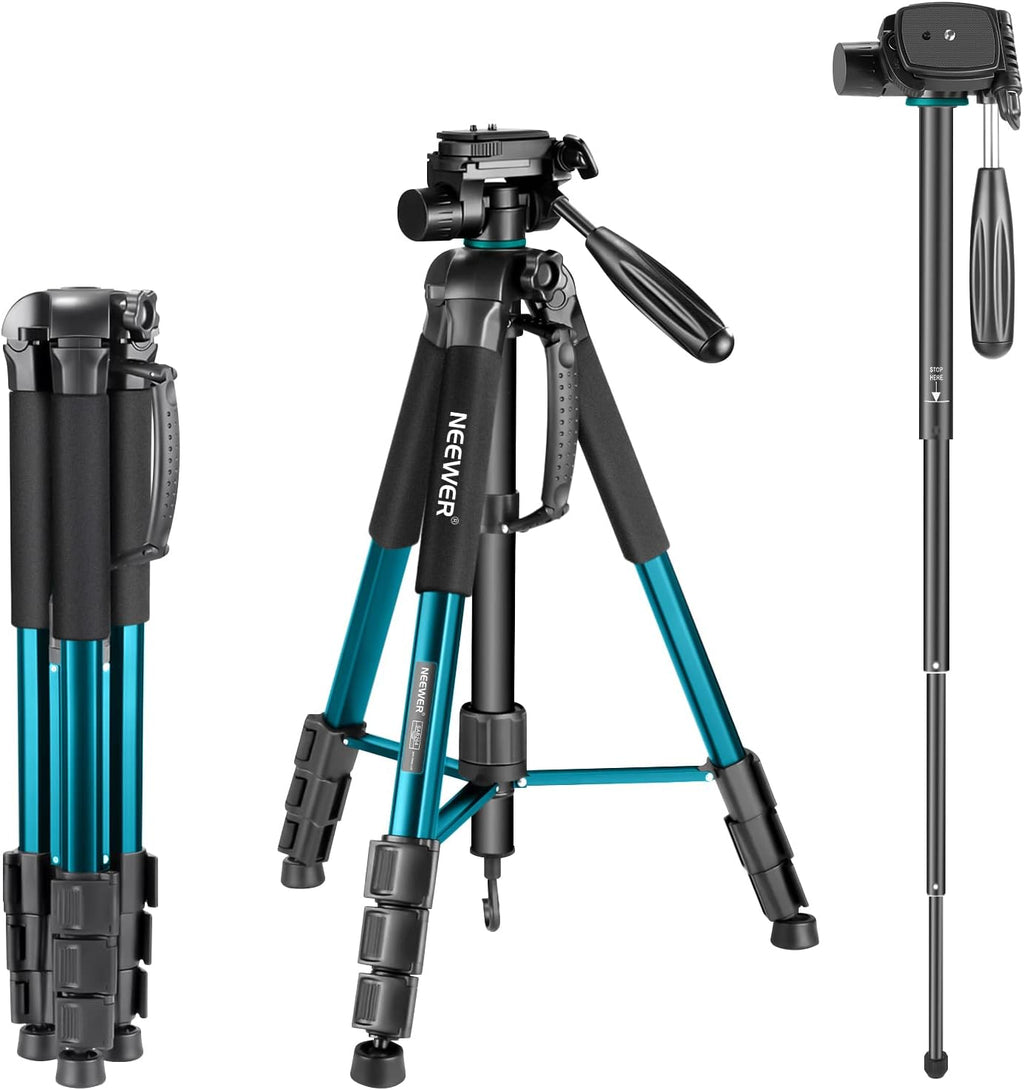 Portable Aluminum Alloy 2-in-1 Tripod Monopod with 3-Way Pan Head and Carrying Bag U4492