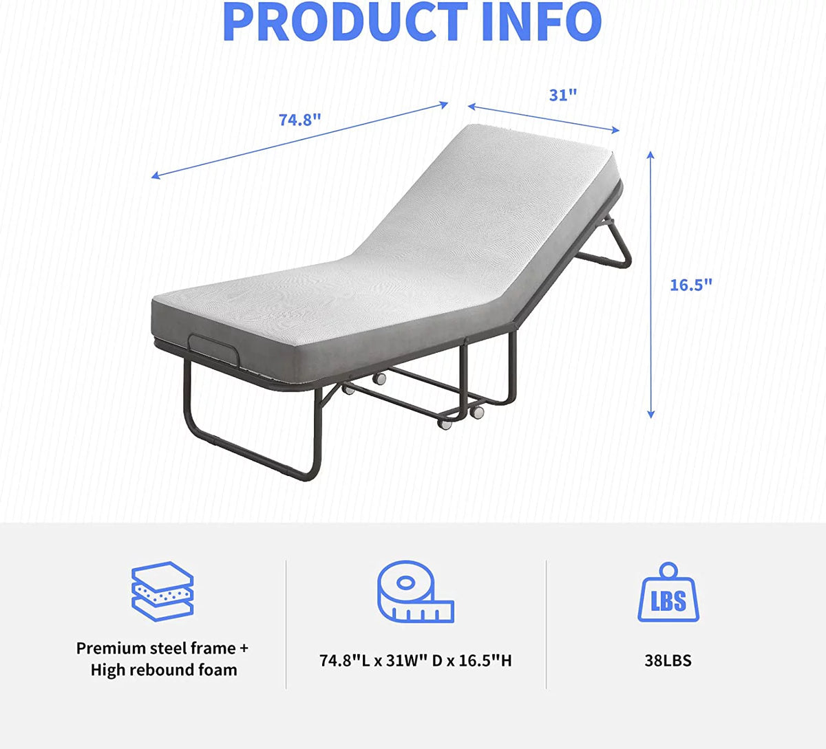 Fold Up Bed with Folding Mattress U519783