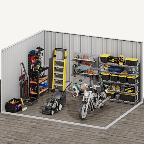 10x8ft Dark Gray Metal Outdoor Storage Shed J639